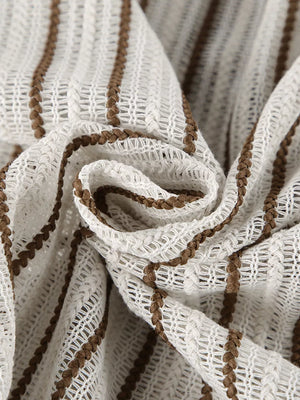 cream lounge set featuring tied front and striped