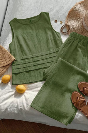 Sleeveless Top And Wide-leg Pants Set option 8