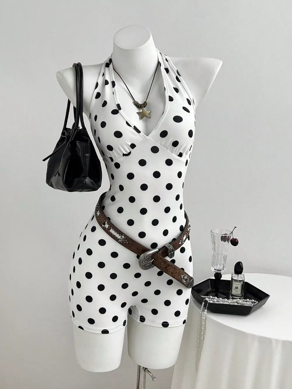 Polka Dot Halter Neck Romper