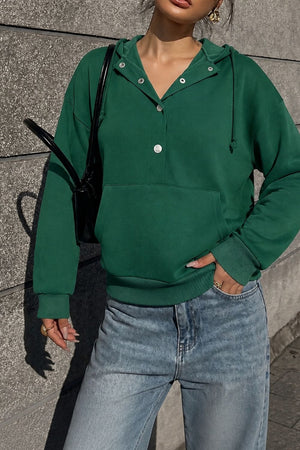 pullover hoodie in forest green featuring kangaroo pocket and relaxed fit