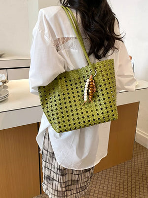 Yellow with Cutout Leather Shoulder Bag