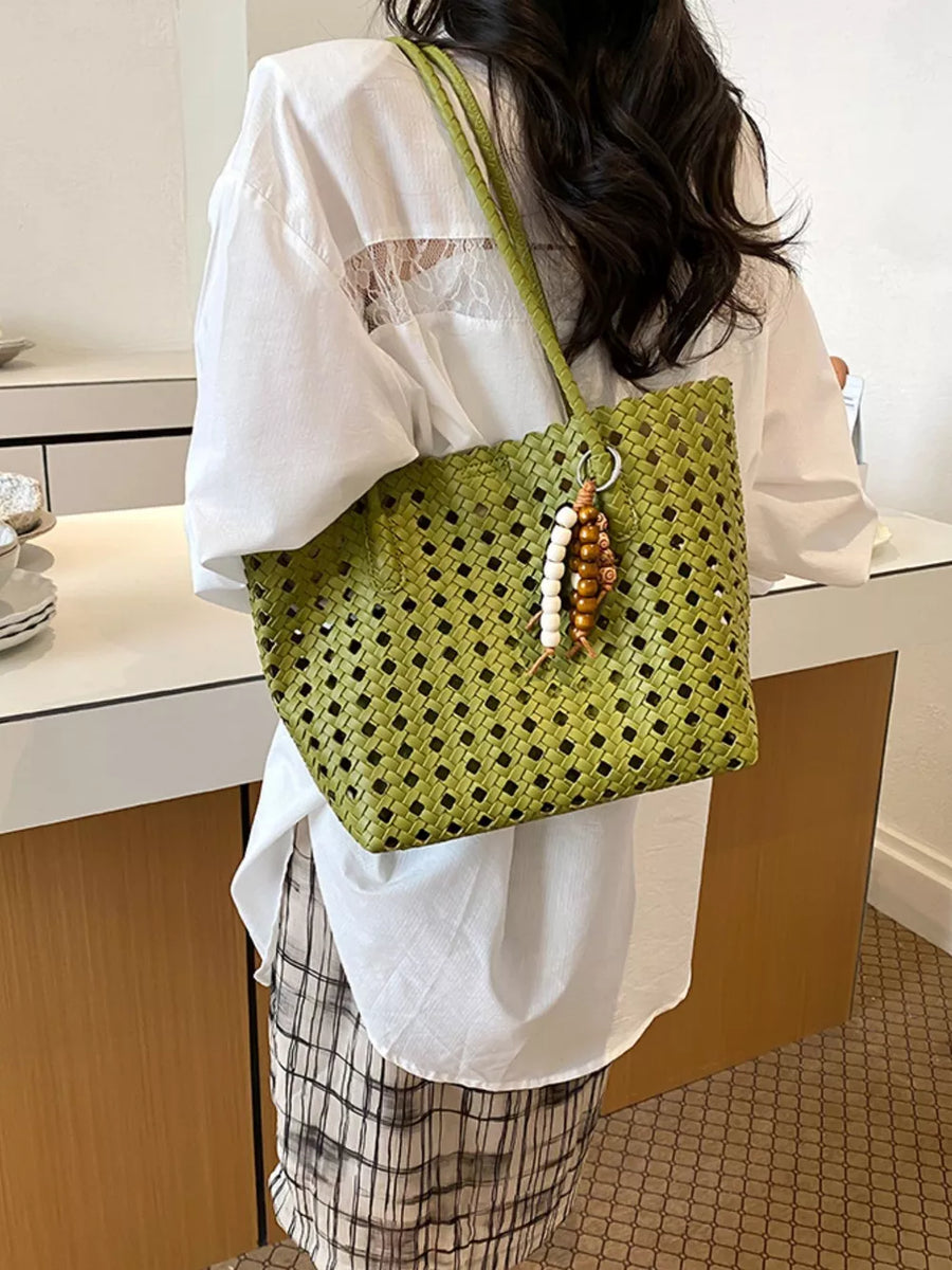 Yellow with Cutout Leather Shoulder Bag