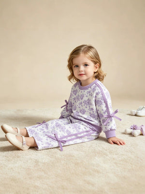 lavender lounge set featuring tied and floral