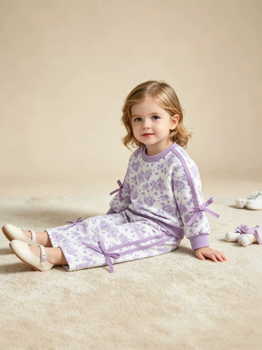 lavender lounge set featuring tied and floral