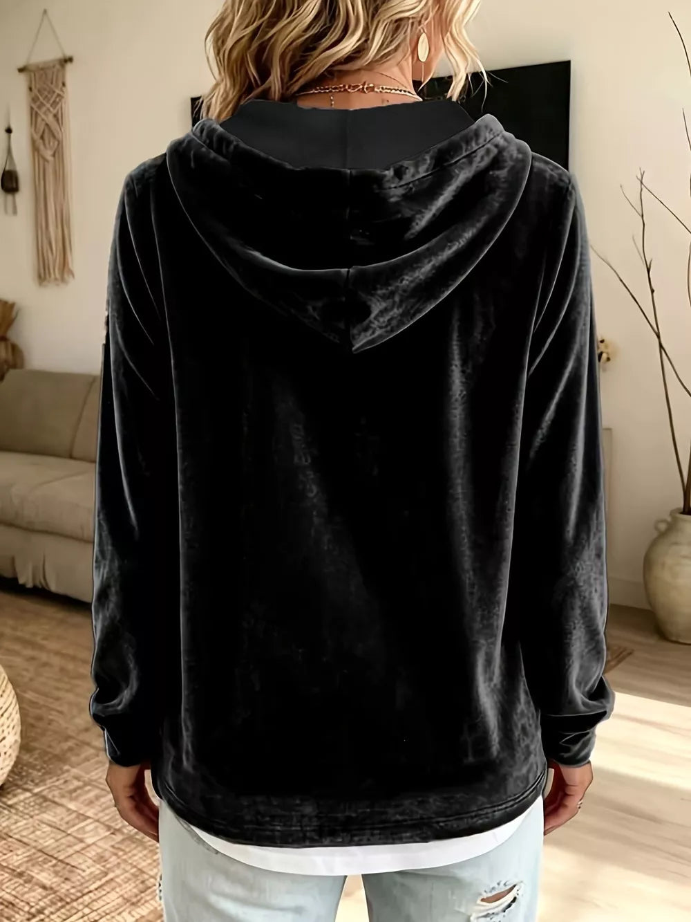 Brown pullover hoodie with hip-length and pullover