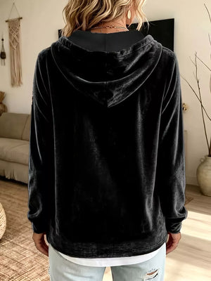 Brown pullover hoodie with hip-length and pullover