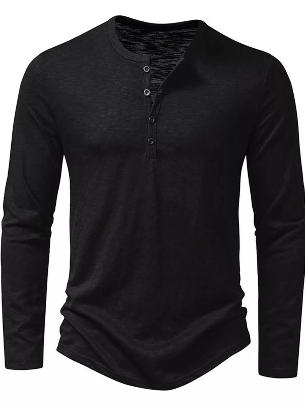 Wine Red Men's Long Sleeve Henley T-shirt