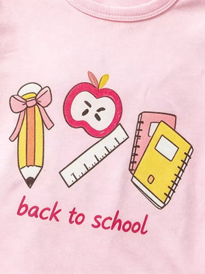 Pink with Children's Graphic Round Neck Tee And Shorts Set