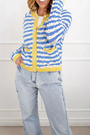 Button-down V-neck Knit Long-sleeve Top option 6