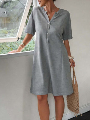 Grey shirt dress with mini and half-button