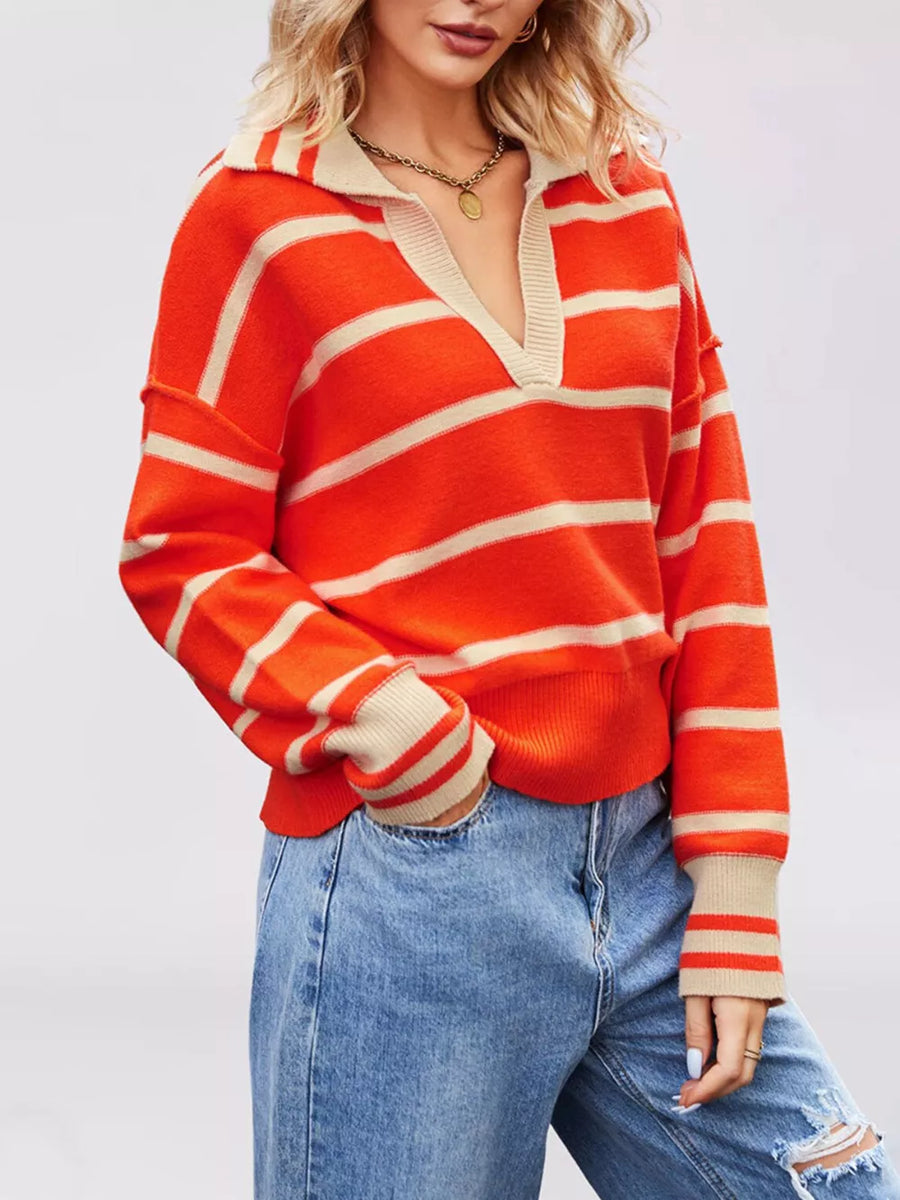 100% polyester Care instructions: Machine wash cold pullover sweater in Dark Navy with relaxed silhouette