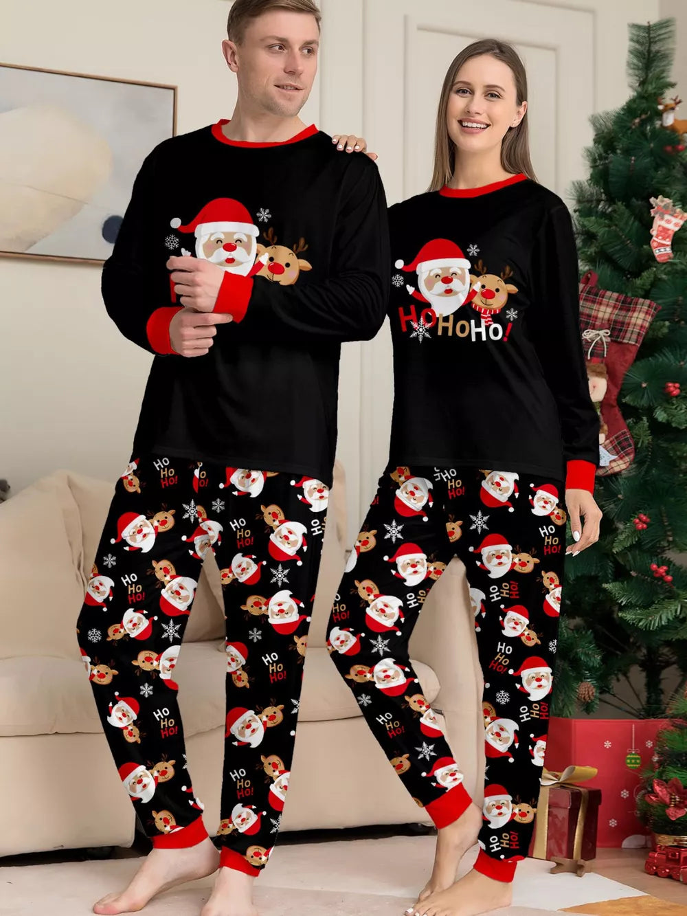 red pajama set featuring two-piece and graphic print