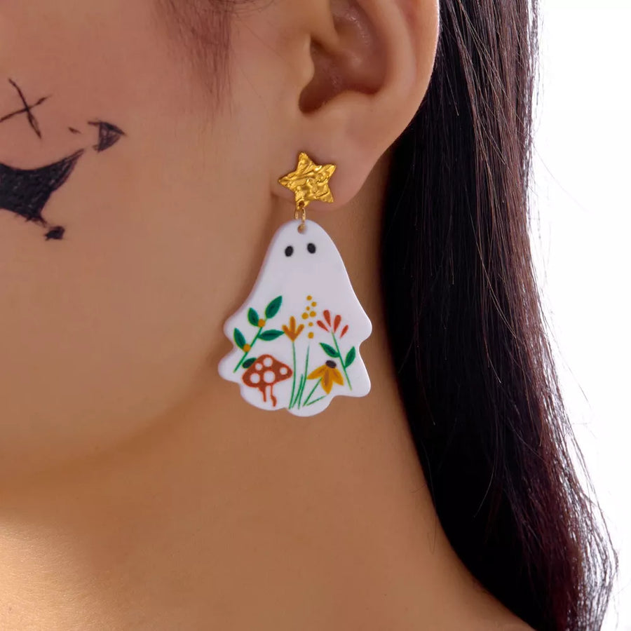 earrings featuring floral in gold with 18K Gold-Plated, Acrylic, Stainless Steel Care instructions: Imported Size &amp