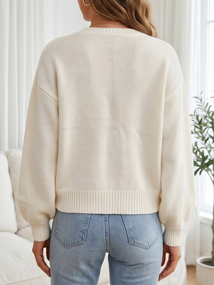 Casual Open-Front Knit Cardigan in Pink with ribbed trim