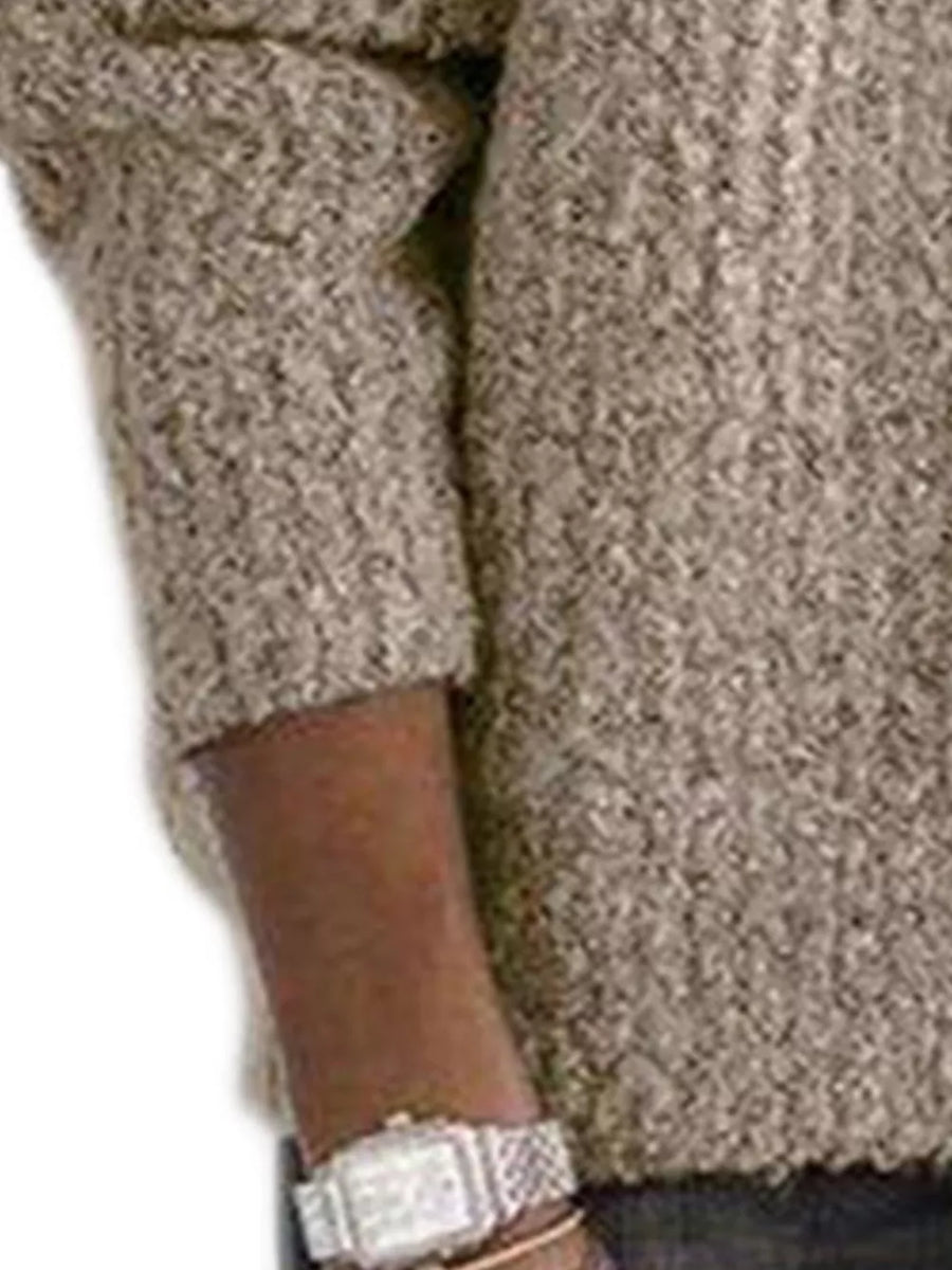 zip-up sweater in cream with ribbed and hip-length