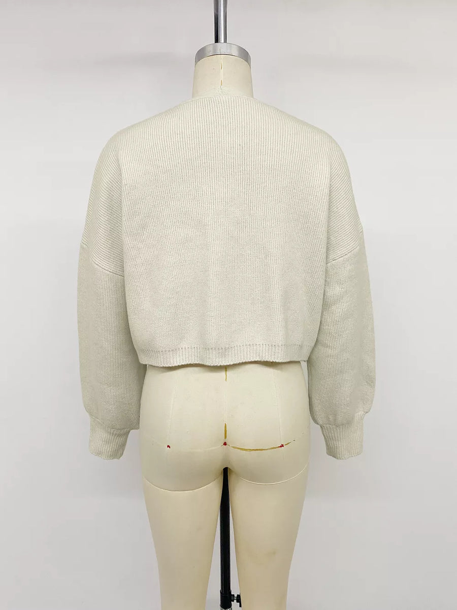 cream relaxed cardigan with v-neck