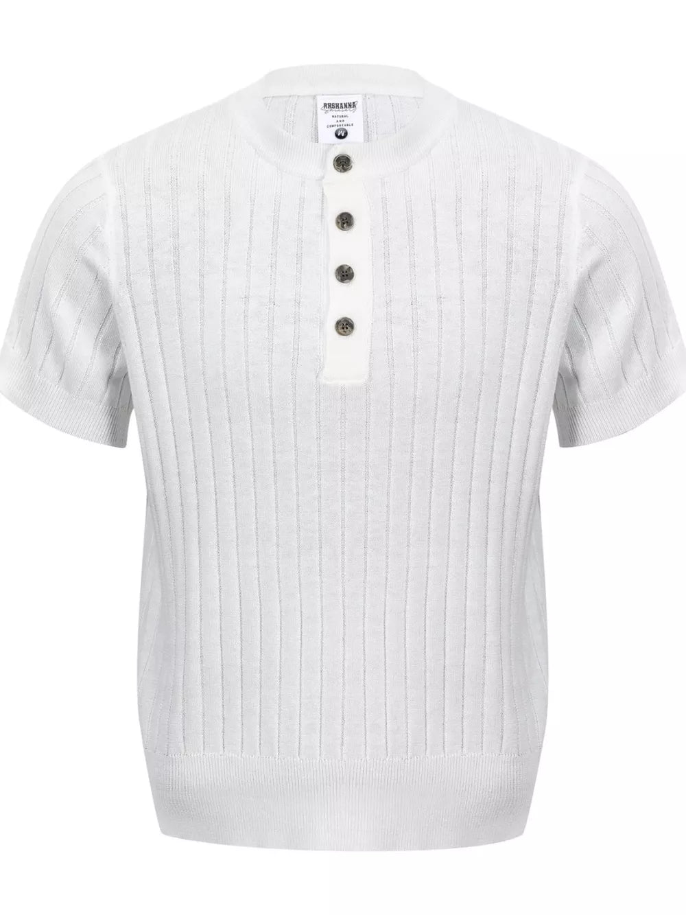 Apricot Men's Short Sleeve Ribbed Henley Top