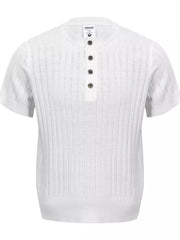 Apricot Men's Short Sleeve Ribbed Henley Top