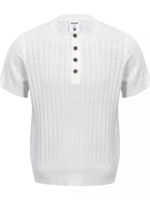 Apricot Men's Short Sleeve Ribbed Henley Top