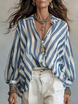 Black button-up shirt with hip-length and button-front