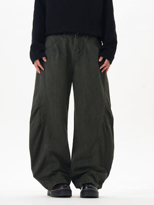 Dark green wide leg cargo pants with pockets
