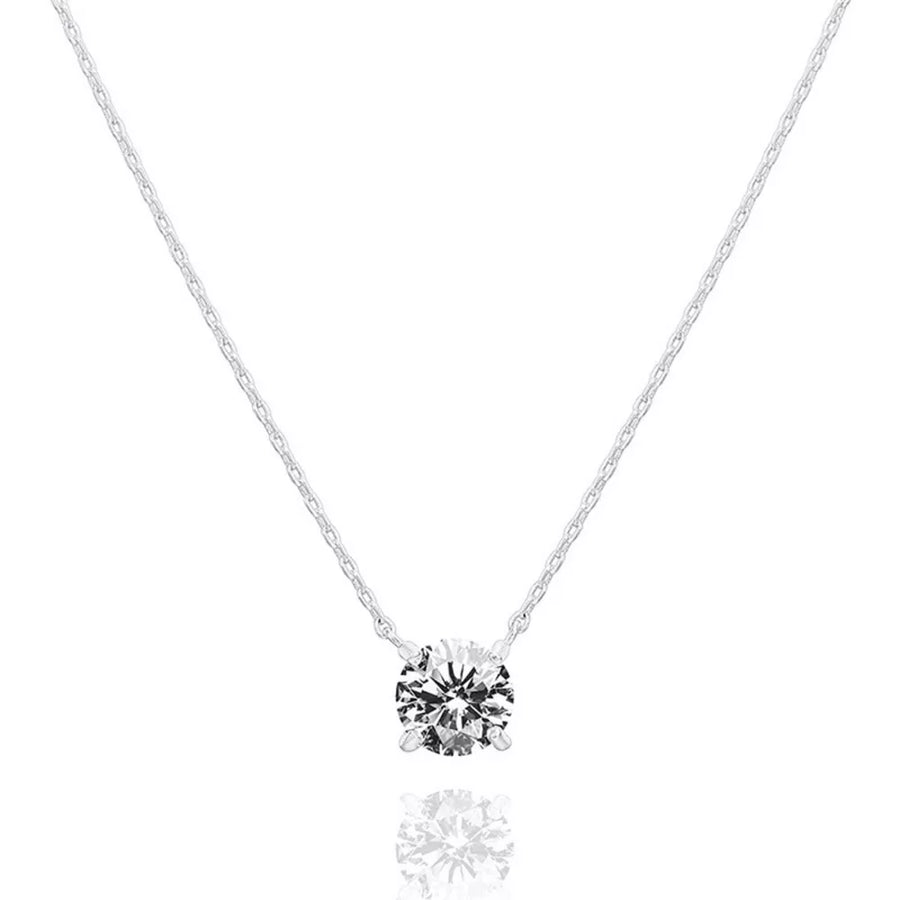 Radiant moissanite pendant necklace in sterling silver with a delicate chain