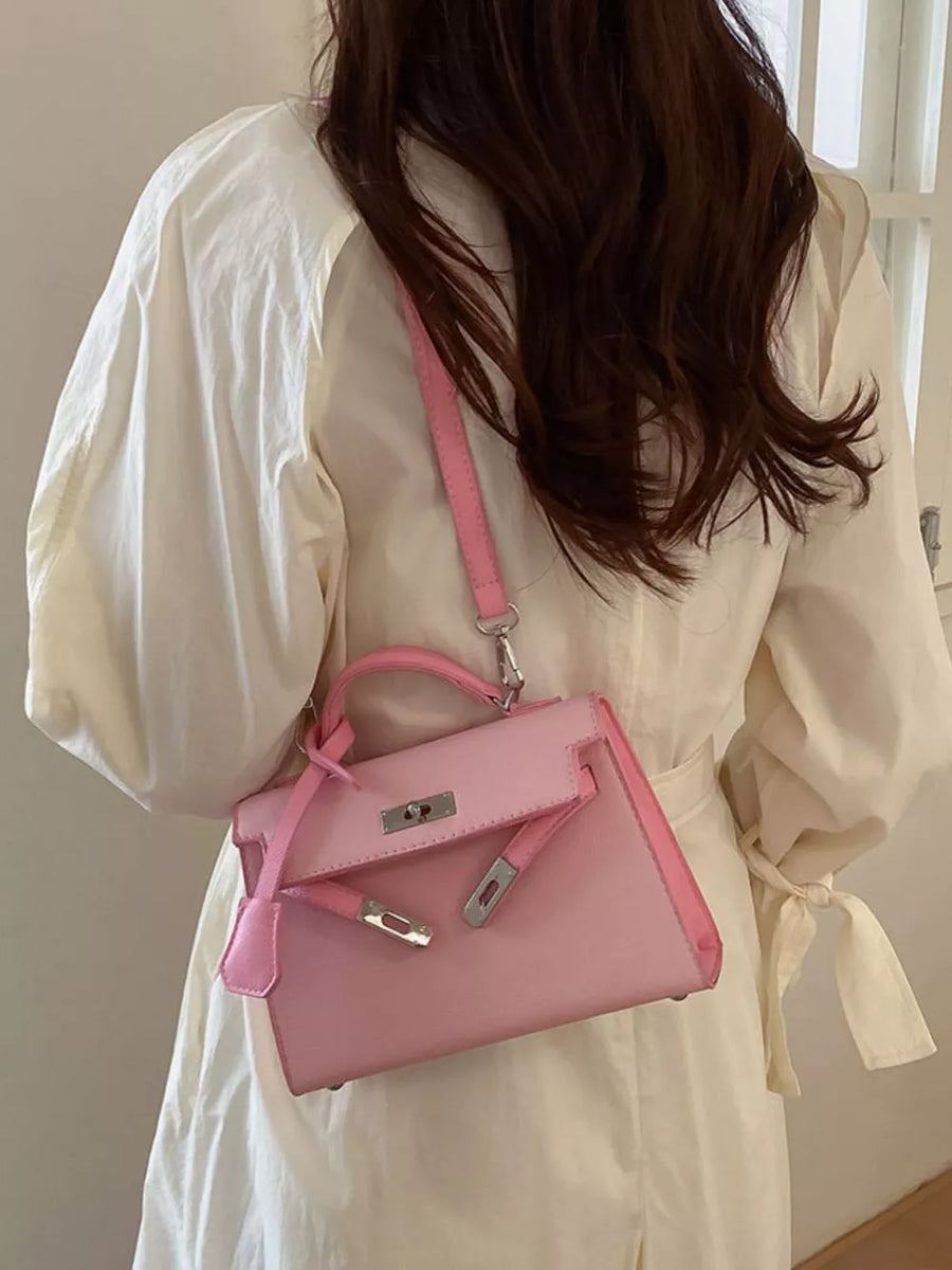 Contrast Trimmed Top-handle Crossbody Bag option 7