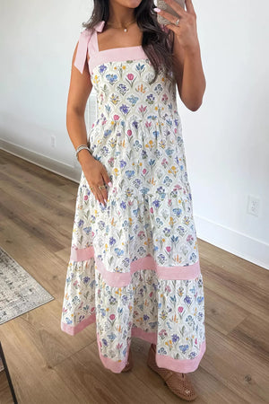 Tiered Floral Tie Shoulder Midi Dress in this colorway