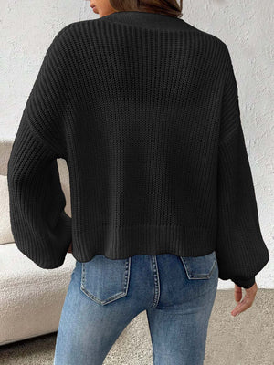 Black relaxed cardigan with v-neck