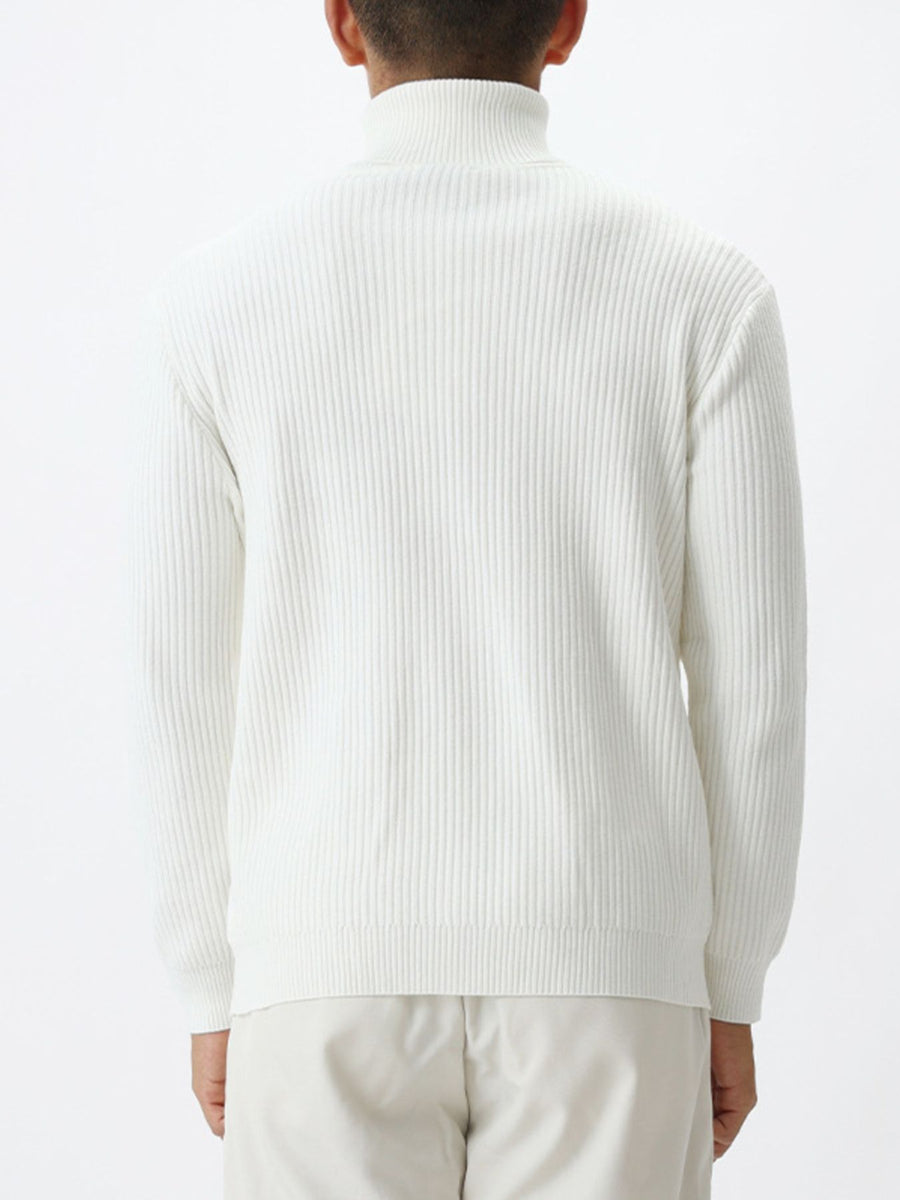 Black turtleneck sweater with pullover and ribbed