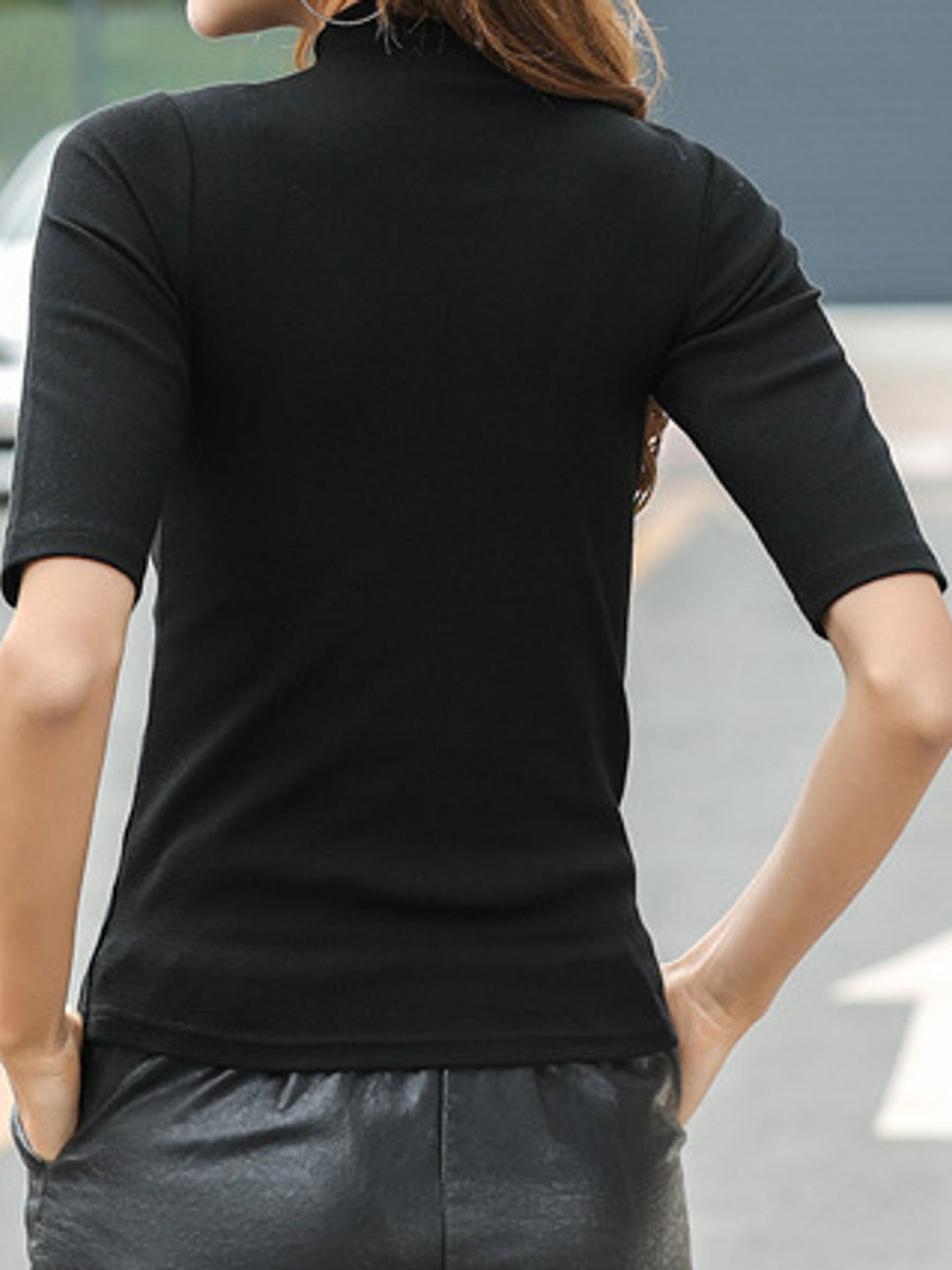 Royal Blue fitted t-shirt with mock neck