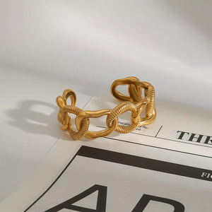18K Gold-Plated,Stainless Steel Care instructions: Avoid wearing during exercise bracelet in Gold with cuff silhouette