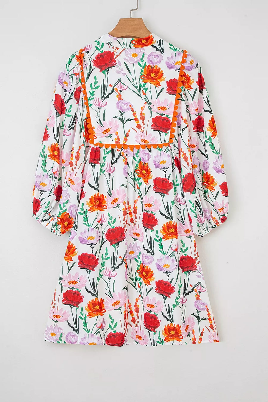 Floral Print 3/4 Puff Sleeve Mini Dress option 6
