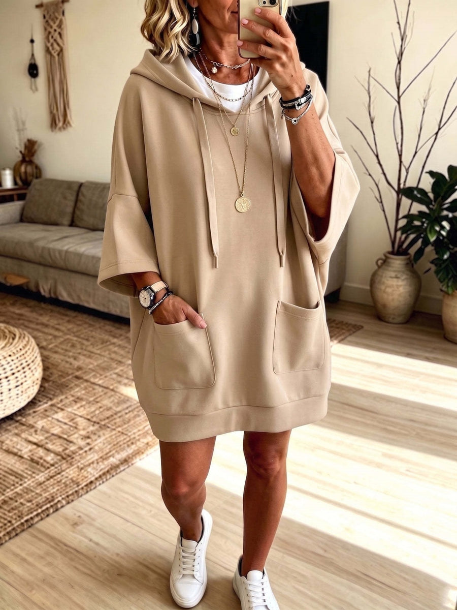 athleisure hoodie dress in Gray with hooded