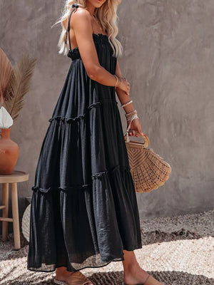 black maxi dress with maxi and pullover
