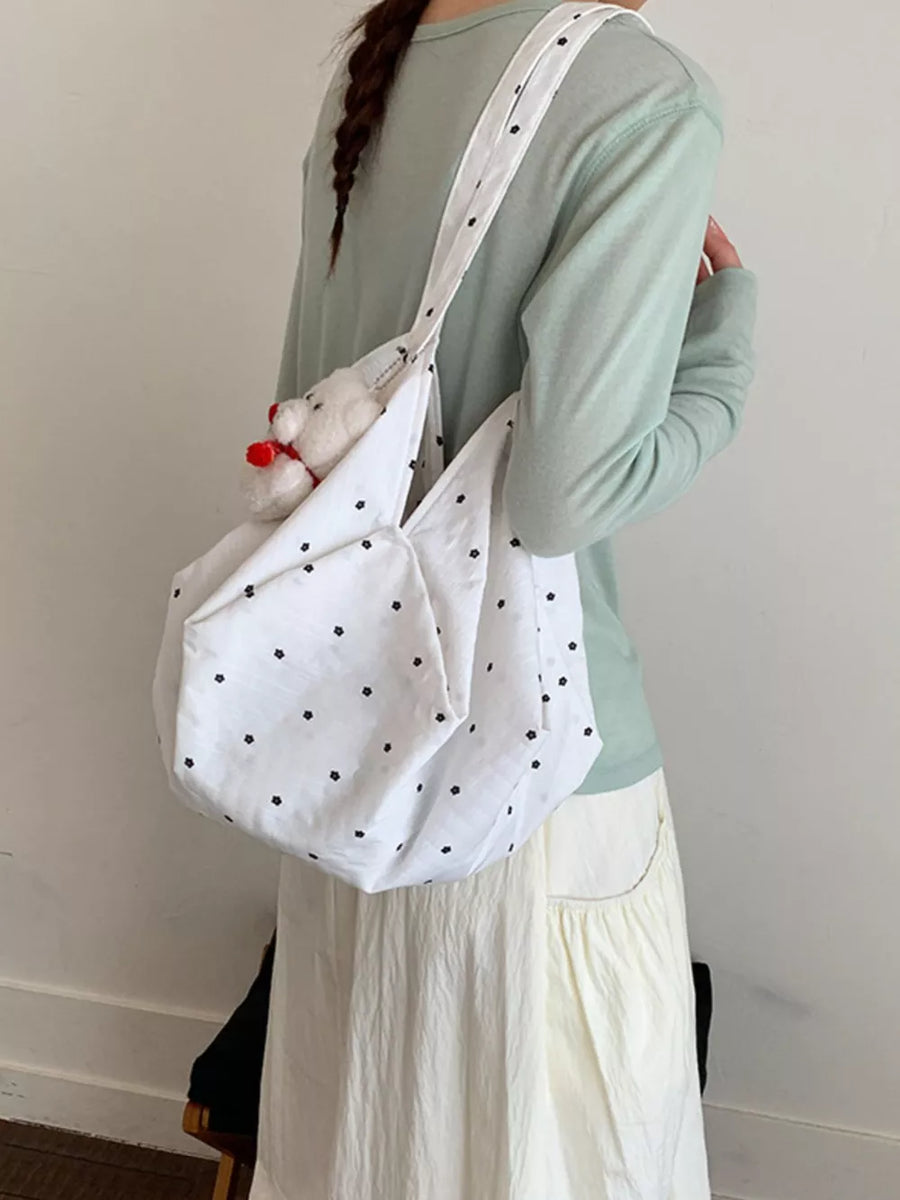 Polka Dot Shoulder Bag in White