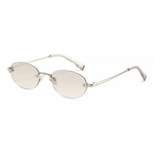 Vintage Oval Rimless Sunglasses in gold with UV400 protection