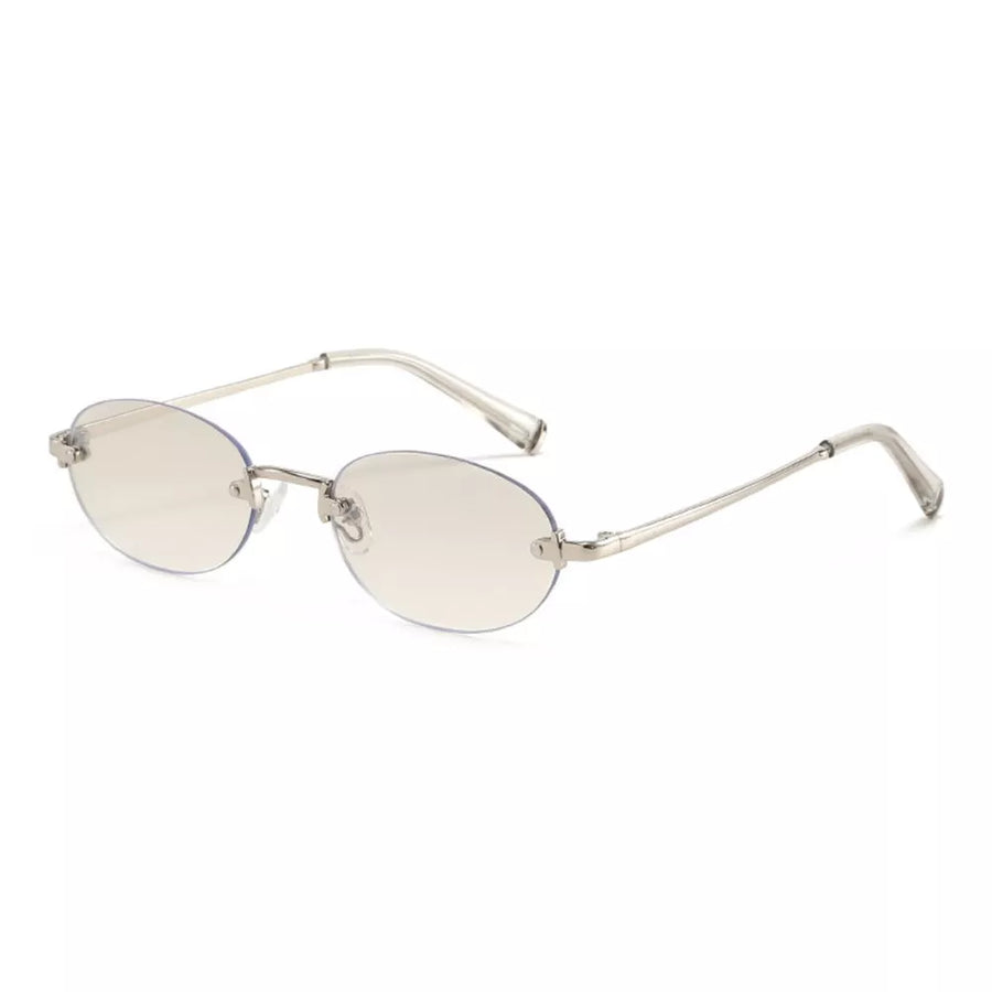 Vintage Oval Rimless Sunglasses in gold with UV400 protection