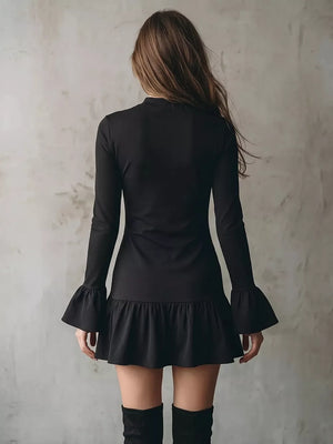 black mini dress with mini and pullover