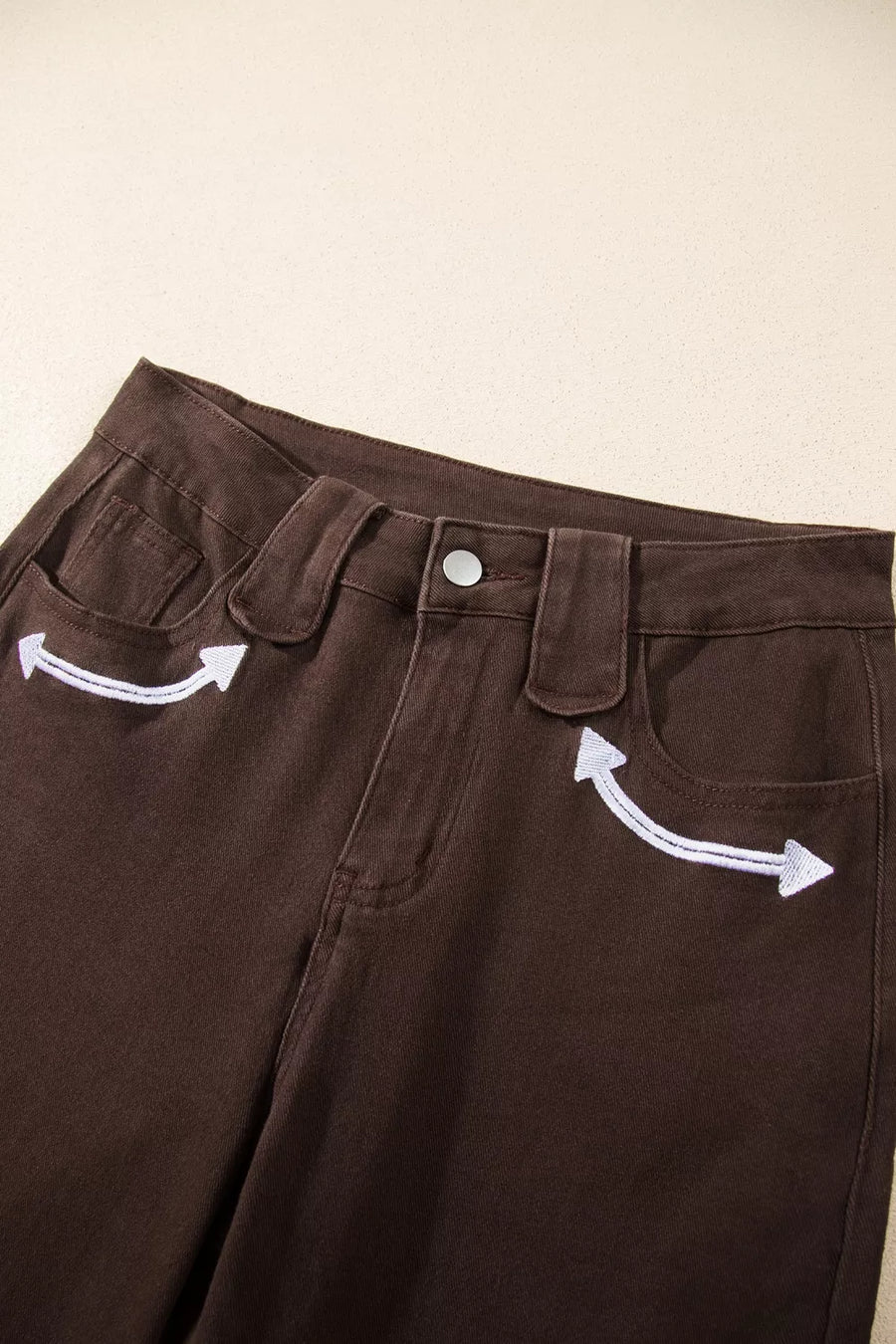 dark brown with jeans with color-block with pocketed