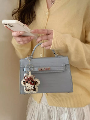 Yellow Croc-embossed Top-handle Crossbody Bag