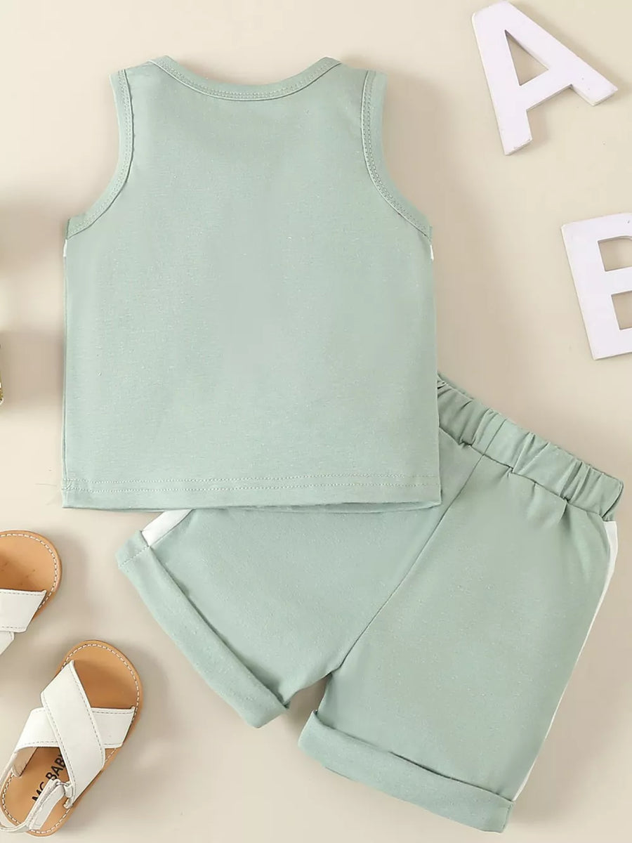 Children's Tank Top And Shorts Set in Light Green, view 12