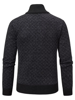 Men's Plus Size Textured Zip-up Cardigan in Dark Gray