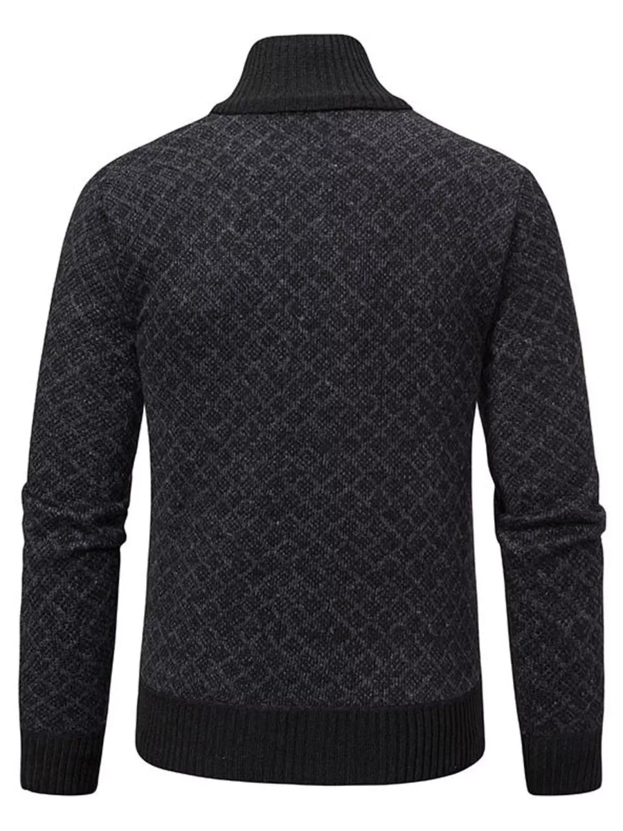 Men's Plus Size Textured Zip-up Cardigan in Dark Gray