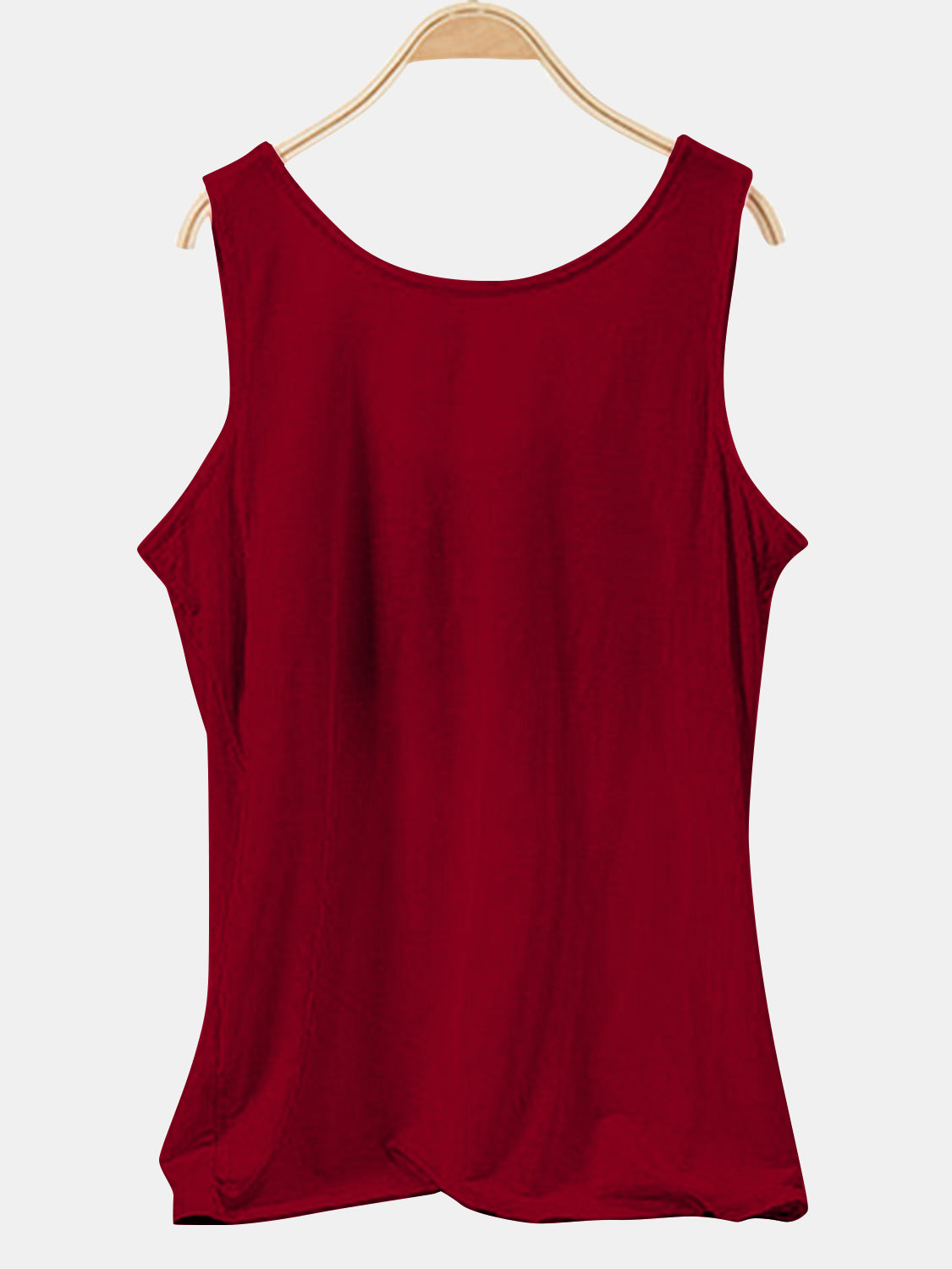 Essential Scoop Neck Tank Top in Wine, a basic casual sleeveless top.
