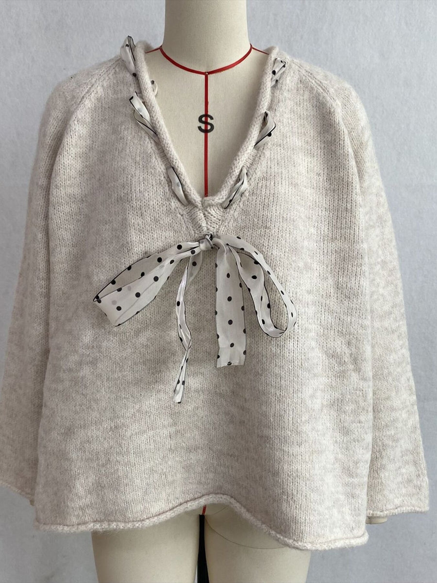 classic v-neck sweater in ivory with v-neck