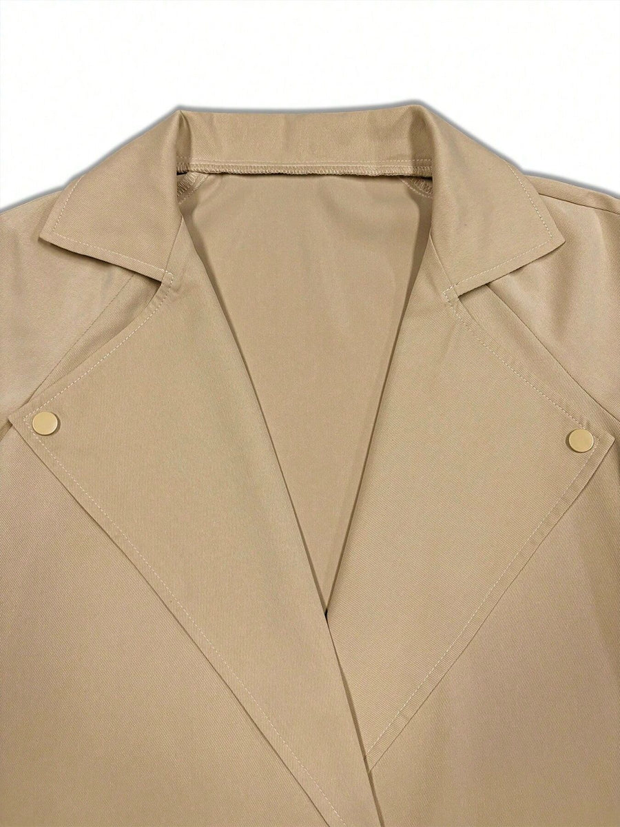 100% polyester Care instructions: Machine wash cold trench coat in Khaki with relaxed silhouette