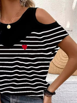 Cold Shoulder Color Block T-shirt in Dark Gray