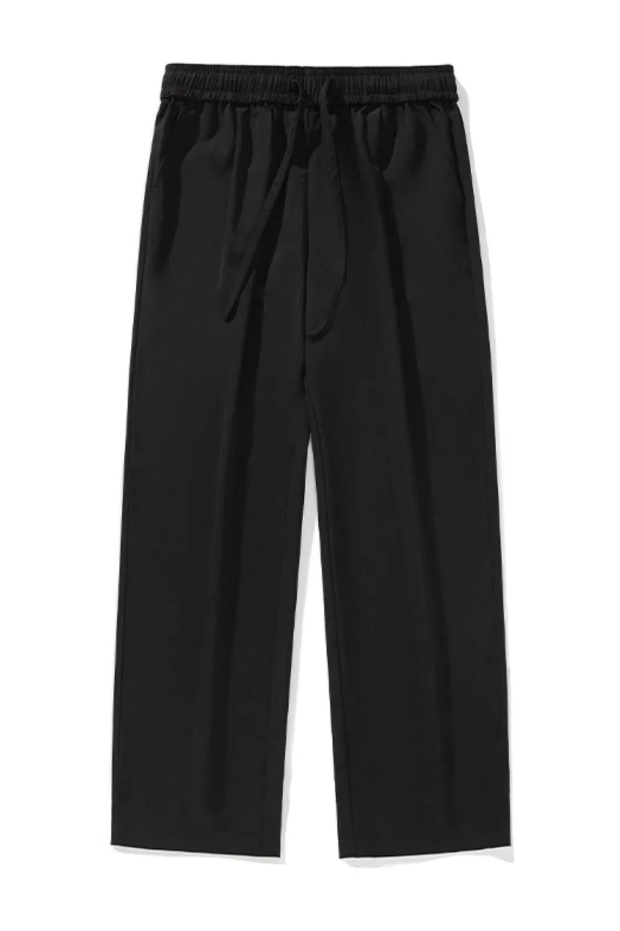 Black relaxed palazzo trousers with drawstring waist and wide legs