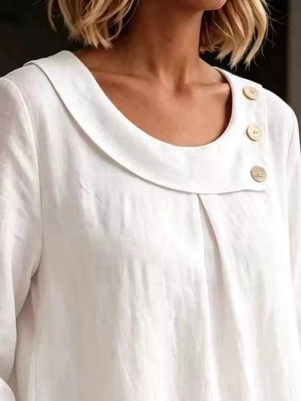 classic blouse in White with peter pan collar
